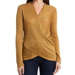 1 State Sparkle Cozy Criss Cross Long Sleeve Top